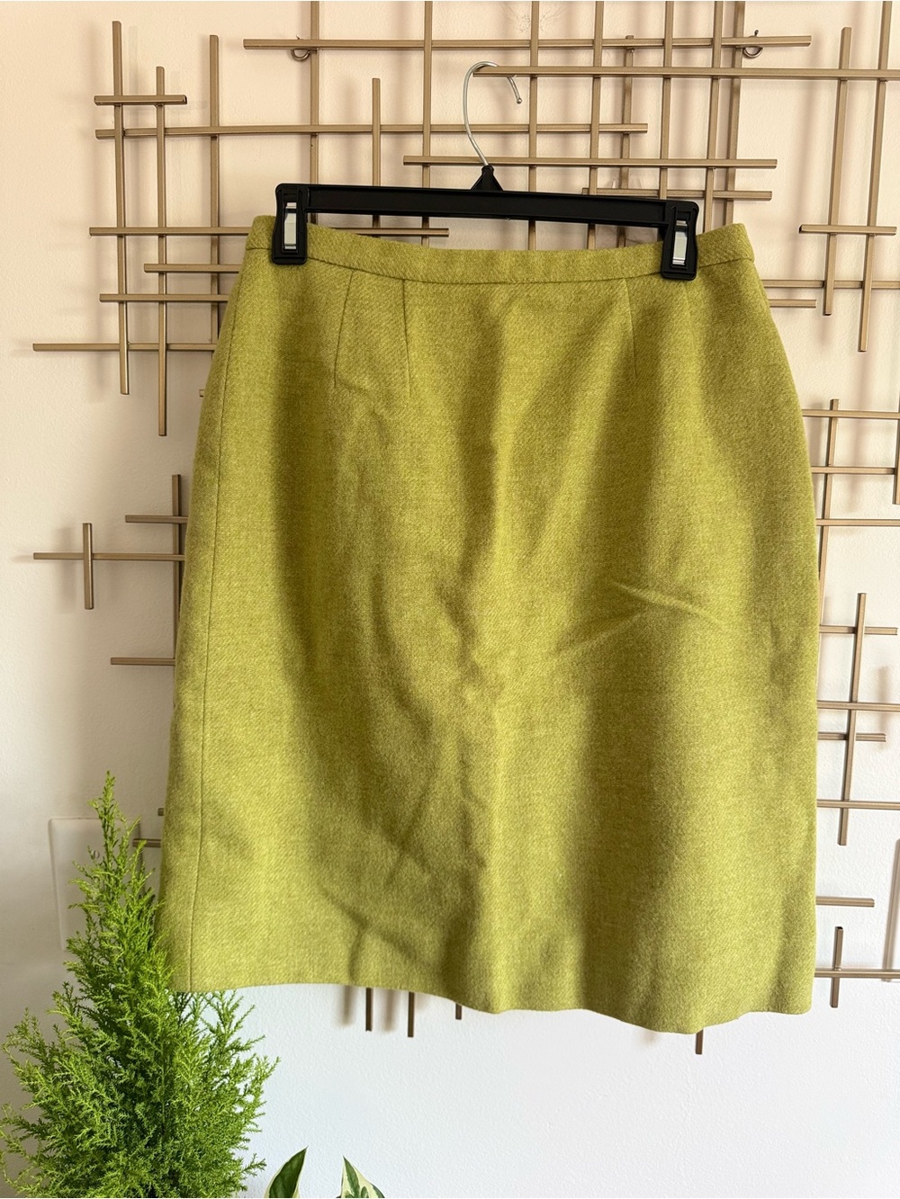 Women’s Lime Green Wool Pencil Skirt